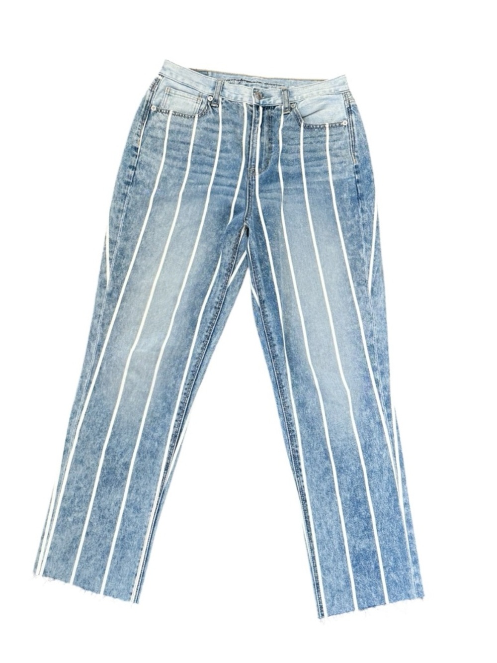 American Eagle Striped Mom Jean Blue Denim Jeans with White Pinstripes Size 4R